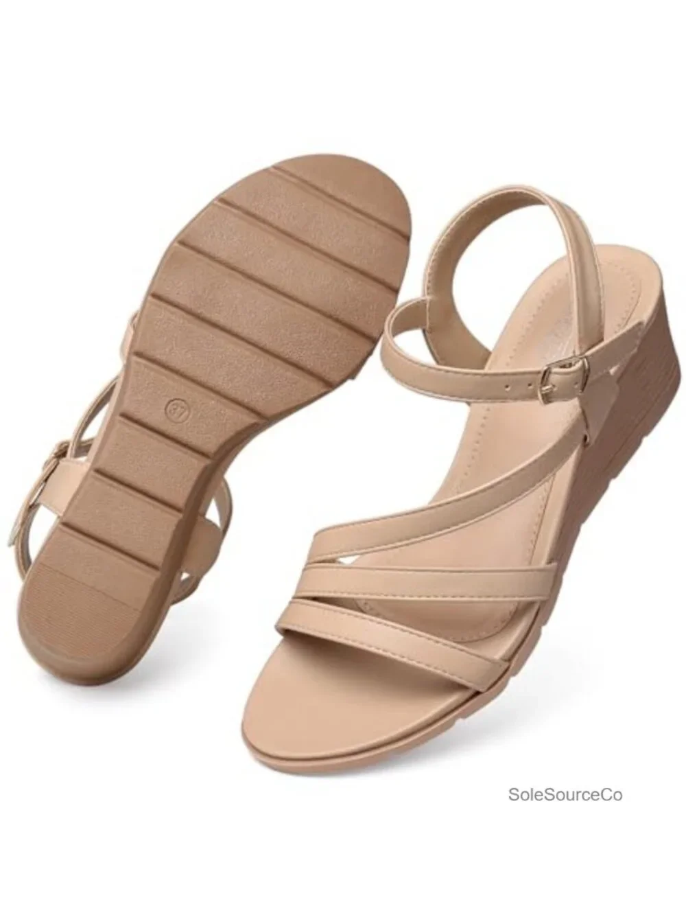 Women's Dressy Wedge Sandals with Arch Support and Ankle Strap - Comfortable